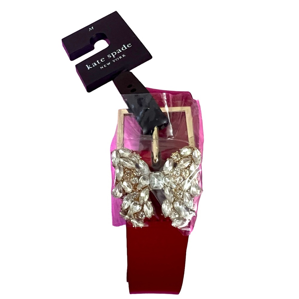 Kate Spade - NWOT Crystal Butterfly Red Medium Belt